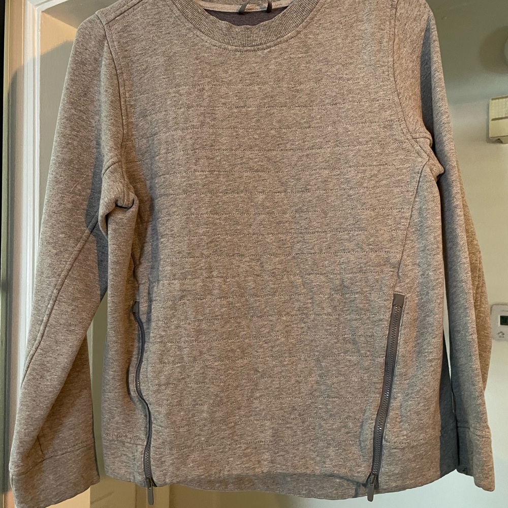 Gray Sweatshirt with Zipper Accents